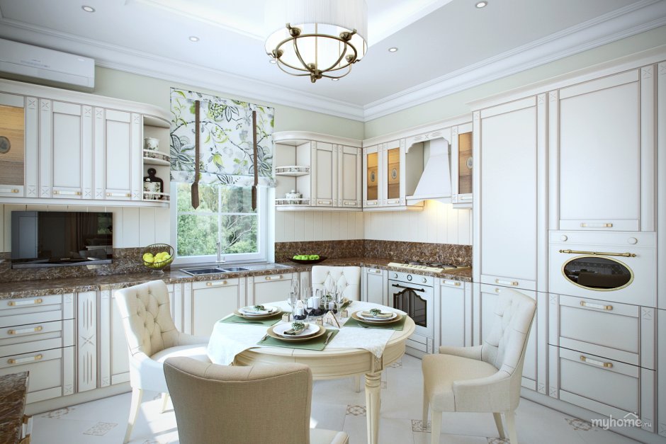 Кухни классика светлые угловые