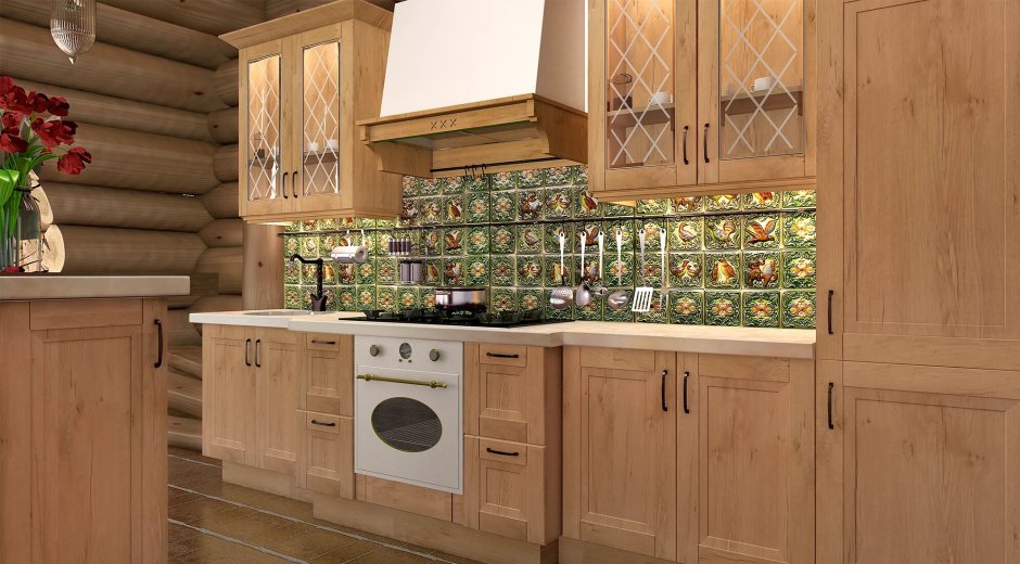 Кухня Прованс в деревянном доме