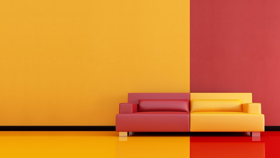 Рыжий кожаный диван