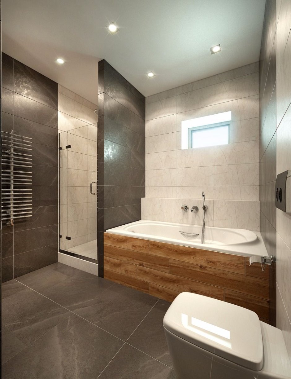 Темная плитка в ванной