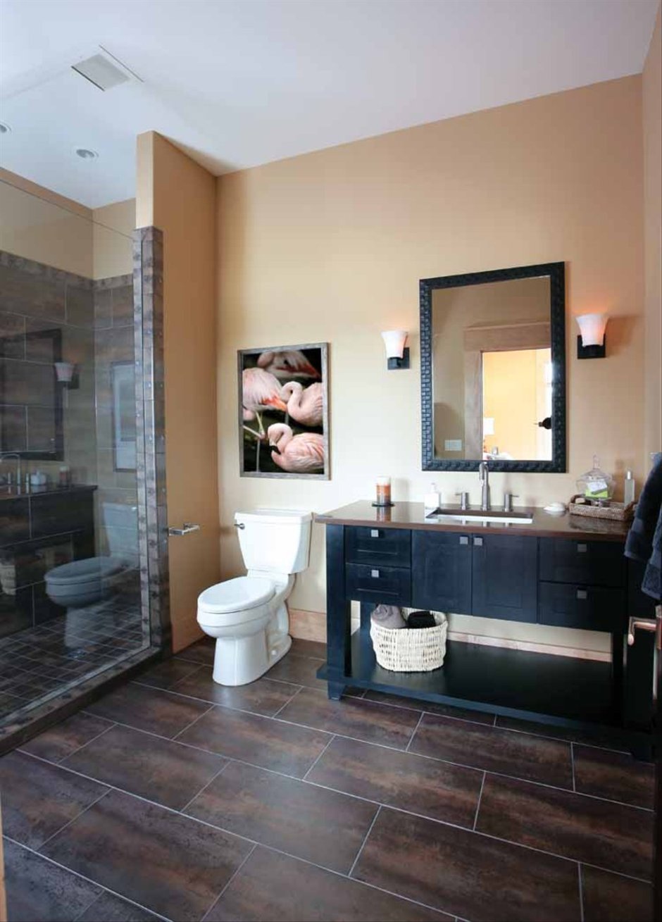 Душевая комната в темных тонах