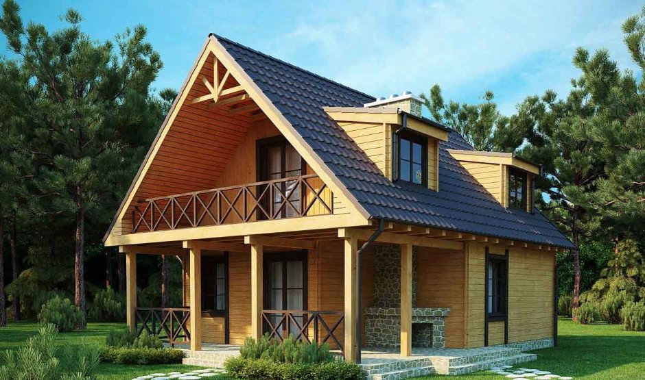 Небольшой дом с мансардой и террасой