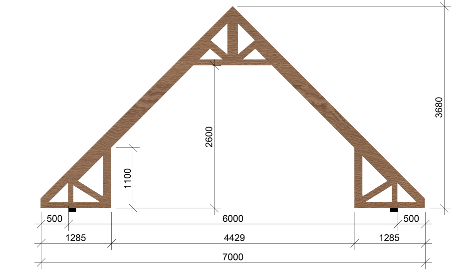 Система стропил двухскатной крыши с мансардой