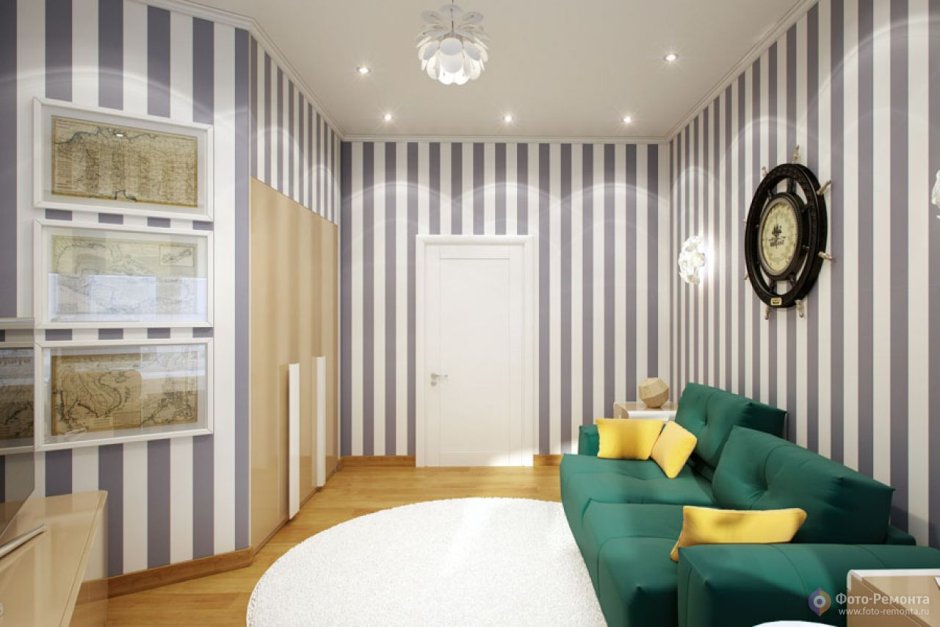 Полосатые стены в интерьере