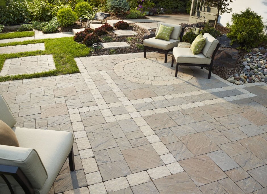 Патио мощение тротуарной плиткой