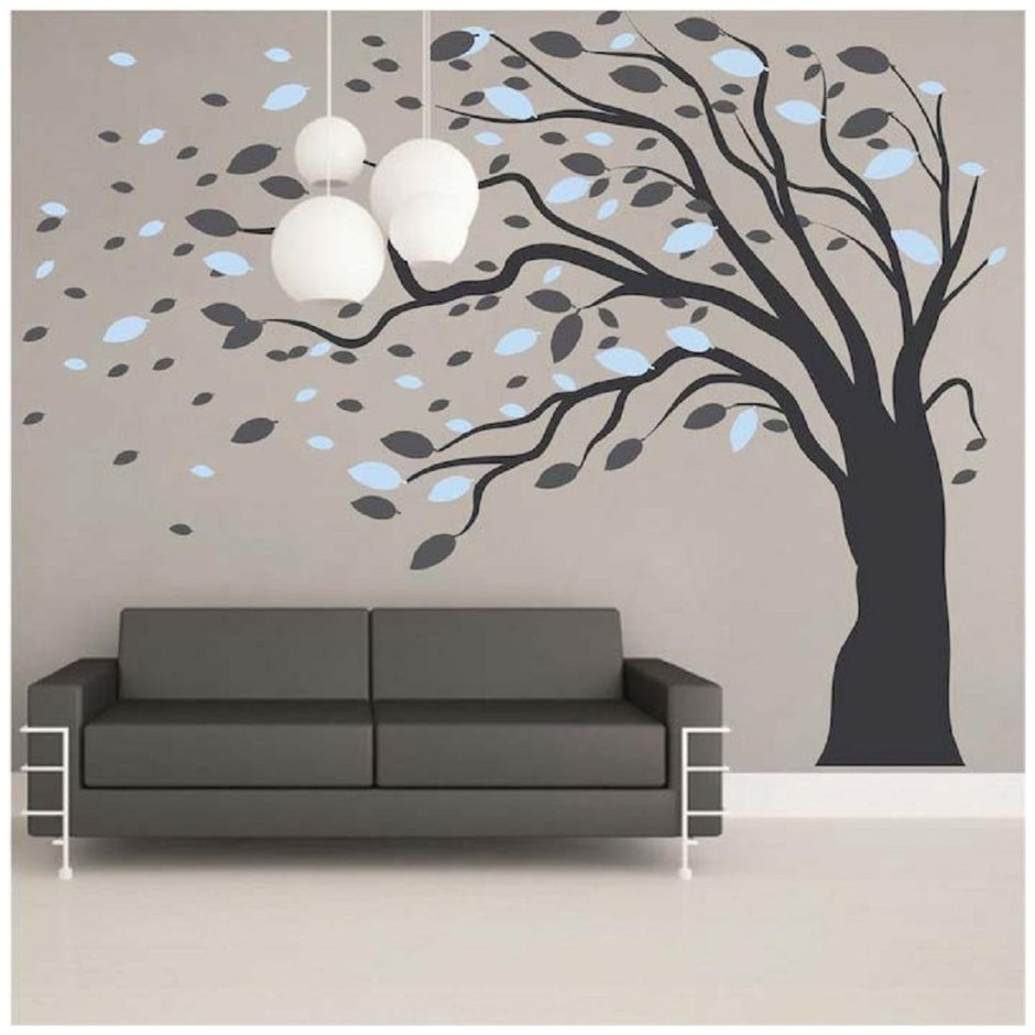 Черная стена с деревом