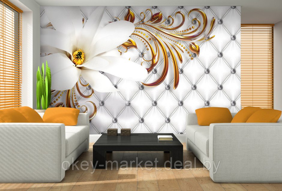 Креативные обои для зала в 3д