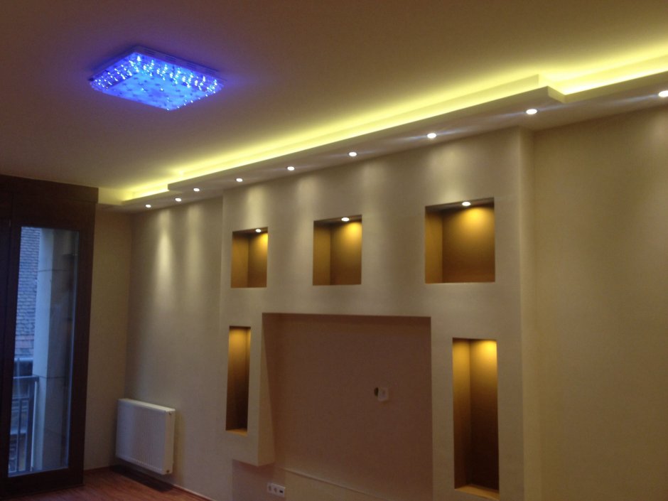 Стена с подсветкой из гипсокартона