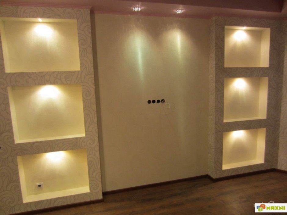 Стена с подсветкой из гипсокартона