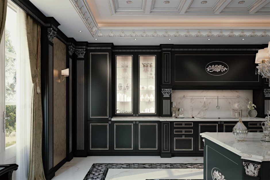 Кухня Фламиния с серебряной патиной