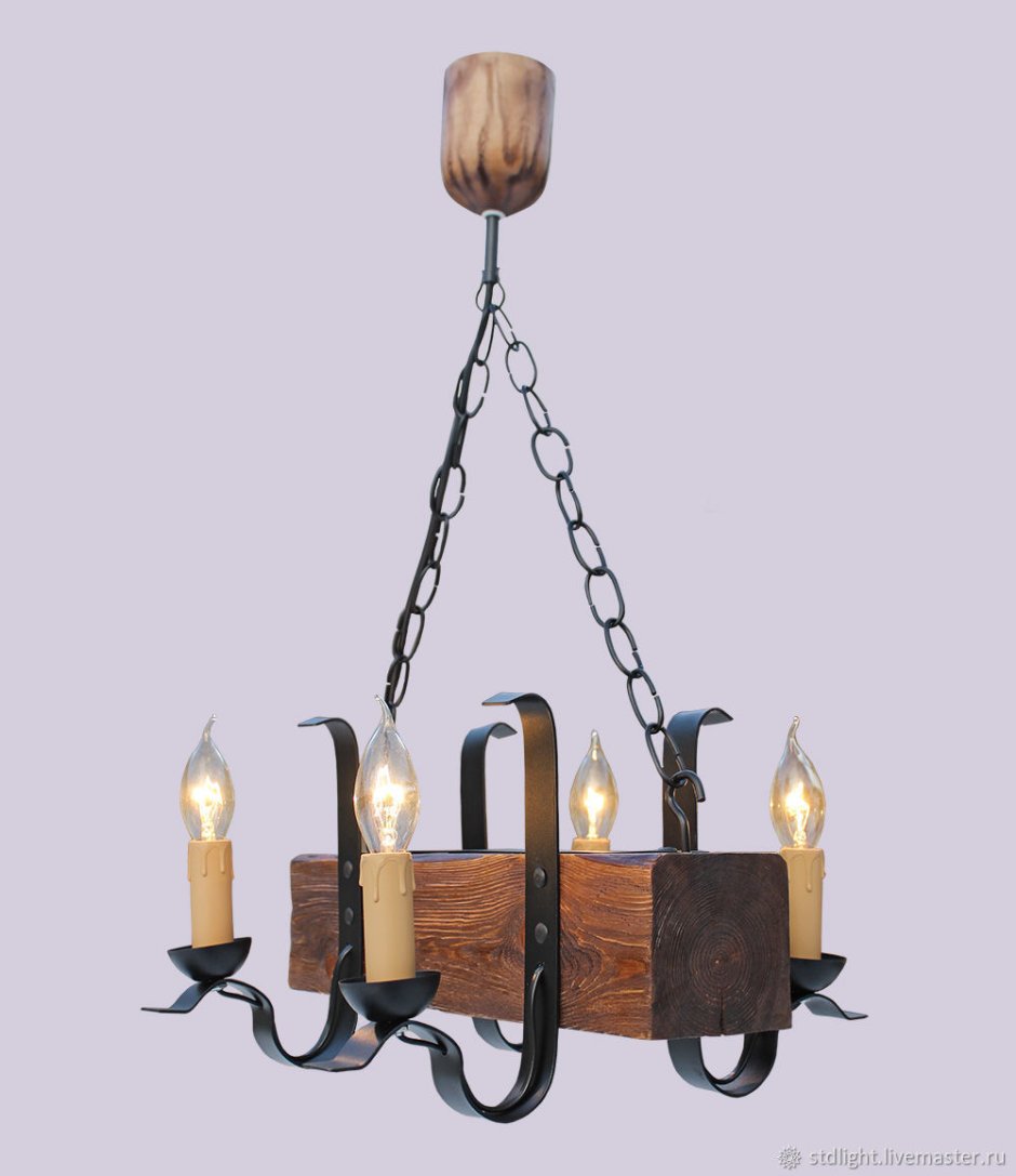 Люстры из дерева и металла
