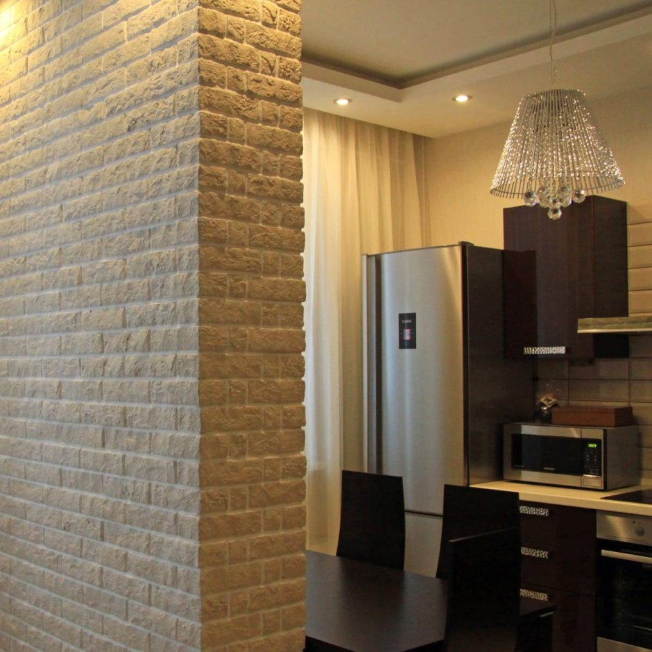 Декоративный камень в интерьере кухни