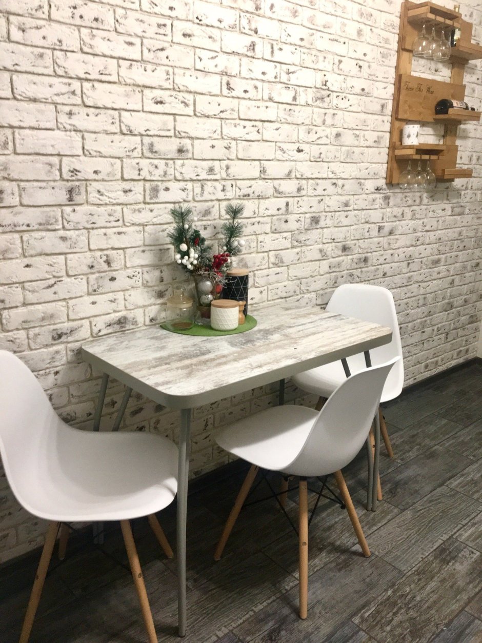 3д панели белый кирпич на кухню