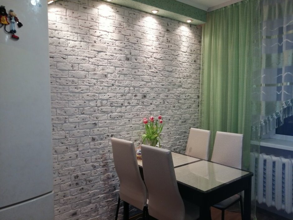 Декоративный кирпич в интерьере кухни