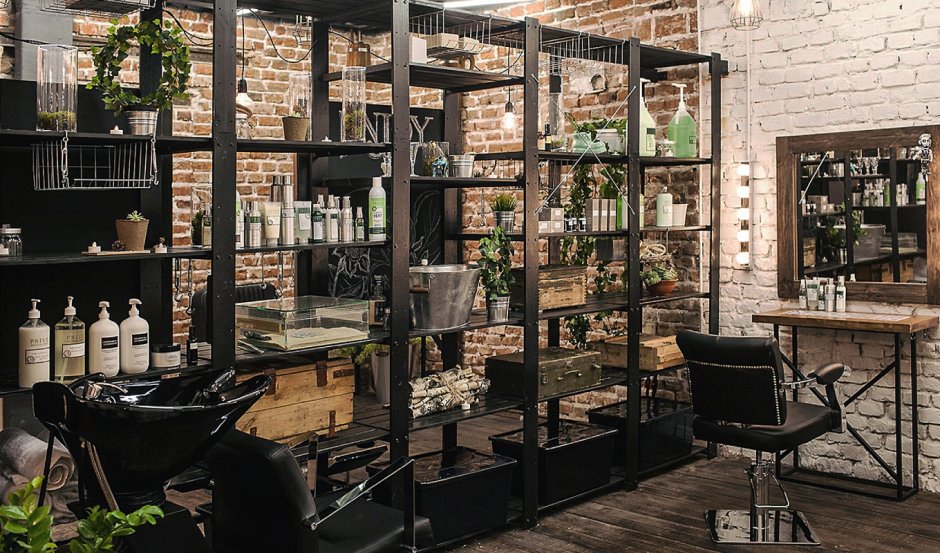 Интерьер салона красоты в стиле лофт