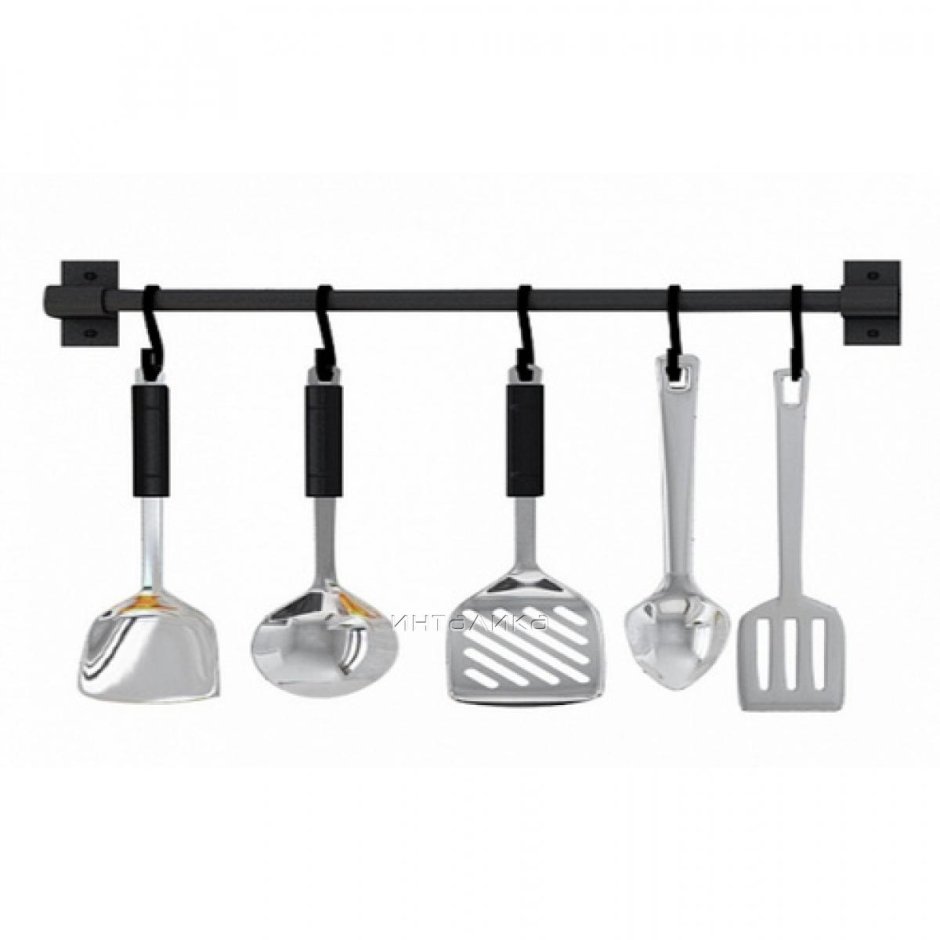 Полка Fjord 600 мм универсальная с рейлингом. Без крючков. Черный матовый