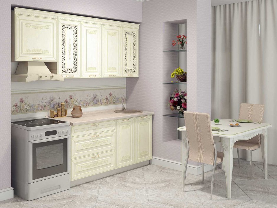 Кухня в бирюзово бежевом цвете