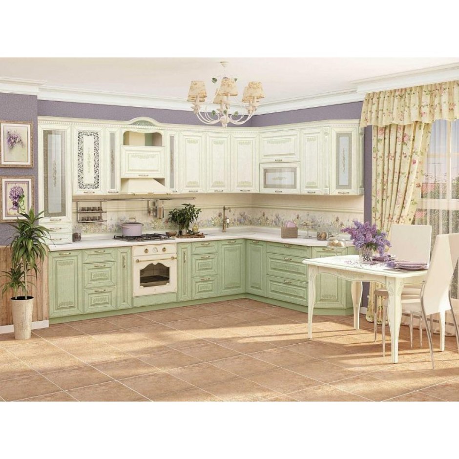 Кухня Кантри Прованс Неоклассика голубая
