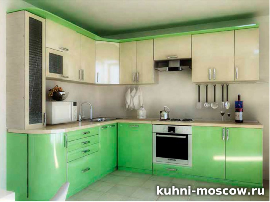 Кухня в стиле Прованс фисташкового цвета