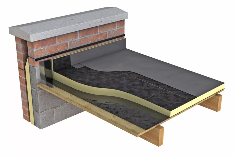 Узел примыкания плиты к парапету