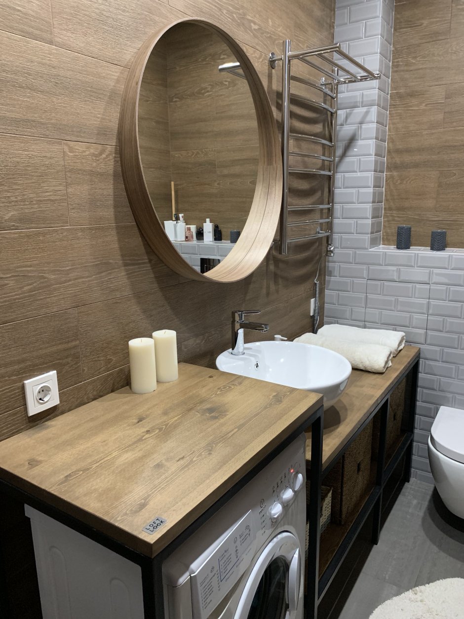 Ванная в скандинавском стиле с душем