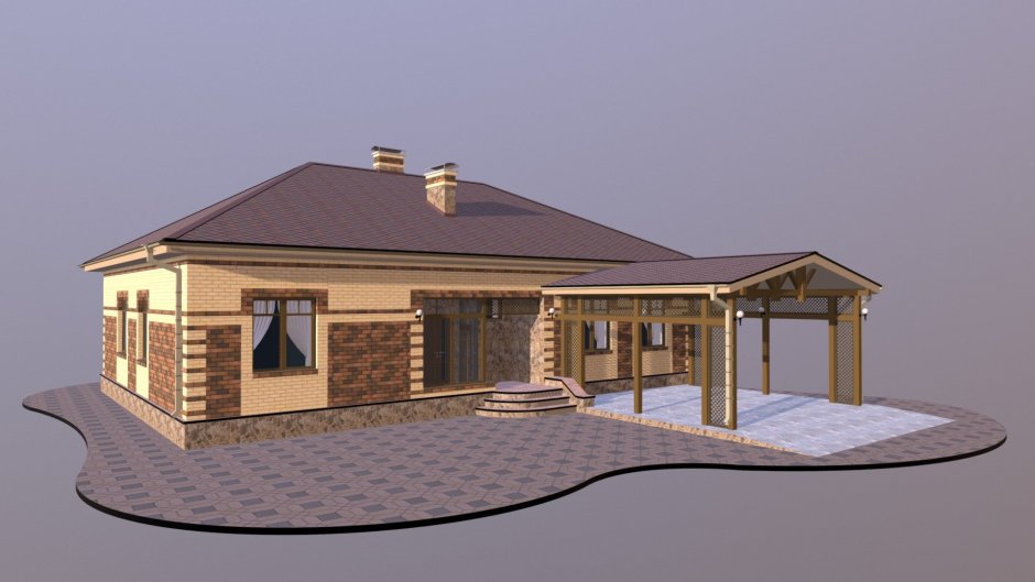 Белый одноэтажный дом