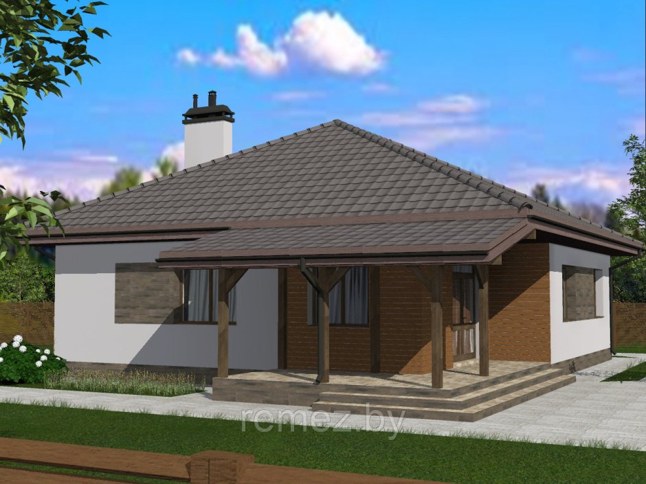 Проект z10 одноэтажный дом с террасой планировка