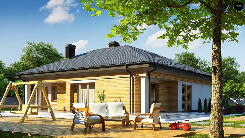 Одноэтажный дом с террасой 100 кв