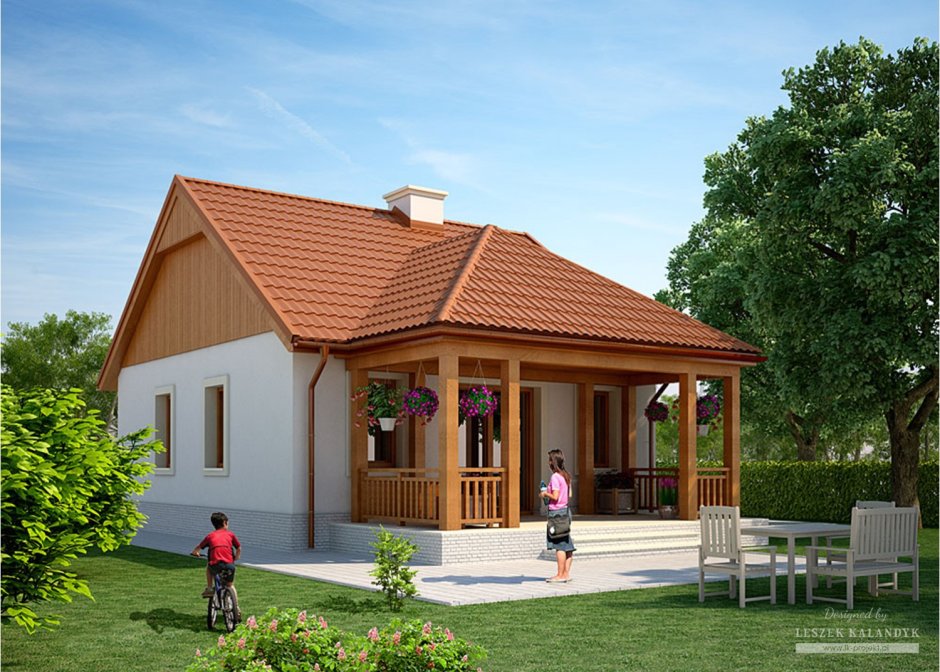 Одноэтажный дом с шатровой крышей