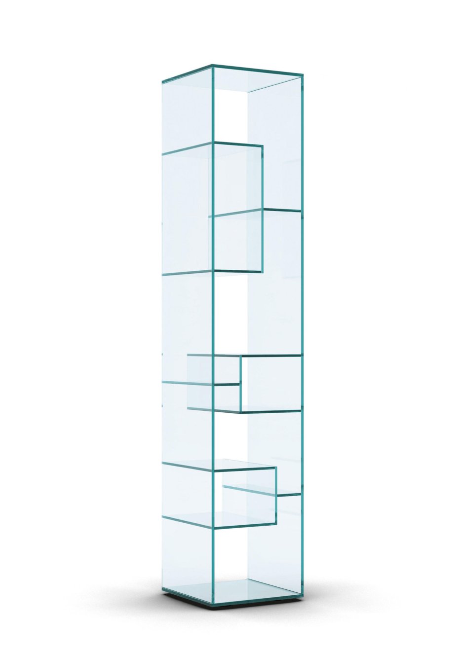 Угловой стеклянный стеллаж