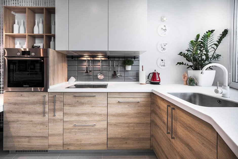 Кухня в серых тонах 10м2