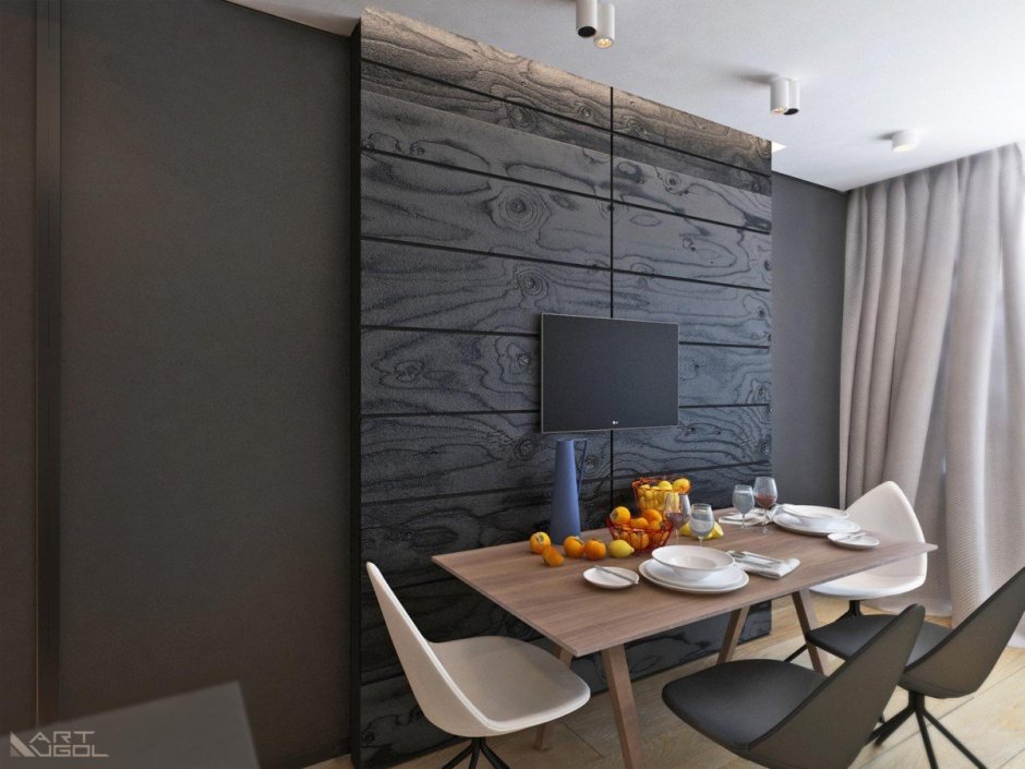 Серая кухня лофт 9м2