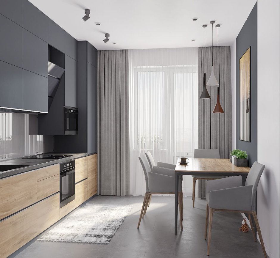 Серые стены на кухне