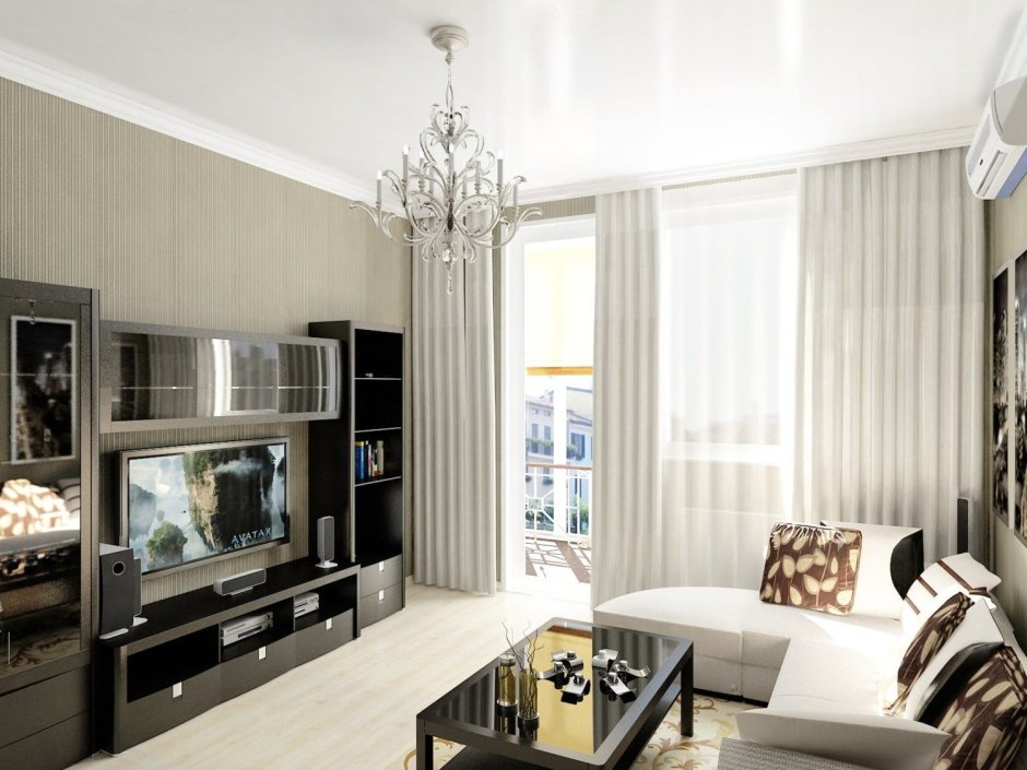 Стильная гостиная в хрущевке