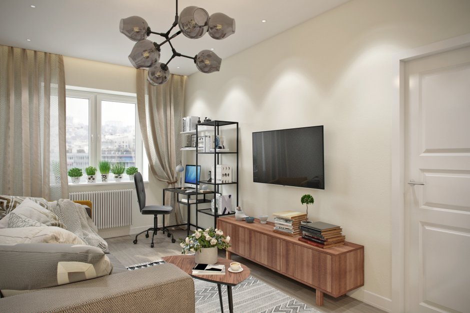 Хрущевка в скандинавском стиле гостиная