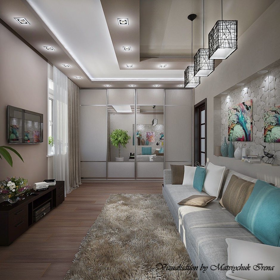 Стильная гостиная в хрущевке