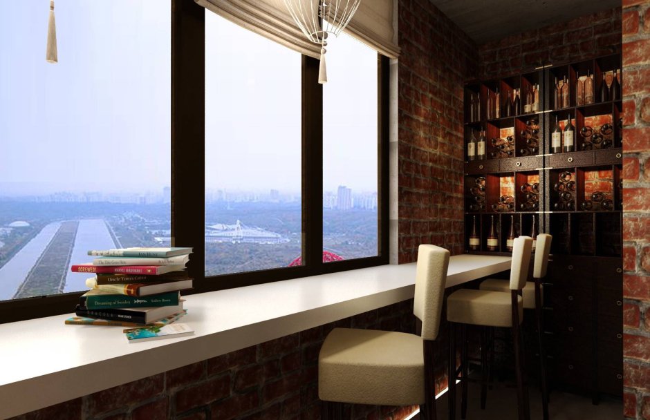 Белая кухня с окном