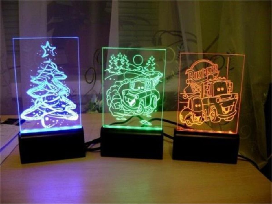 Гравировка на оргстекле с подсветкой