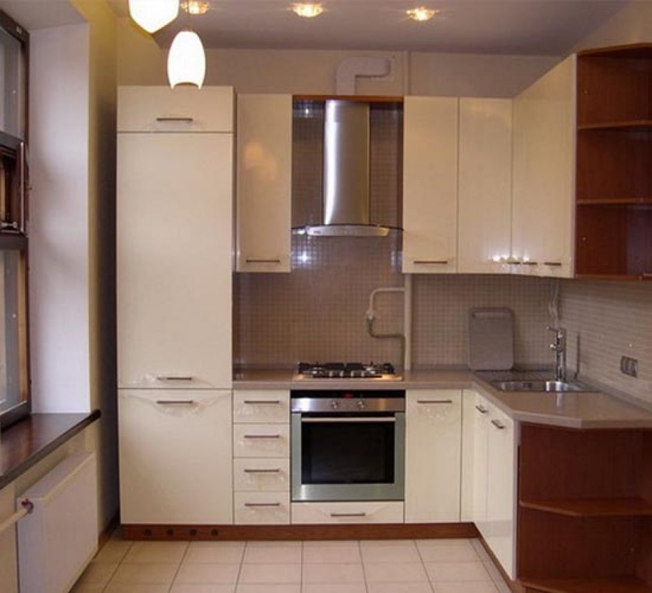 Кухня на 6/6кв метров с холодильником и стиральной машиной