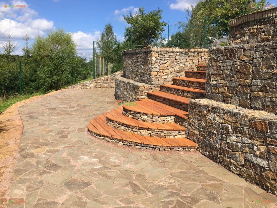 Габион клумба скамейка урбанистика