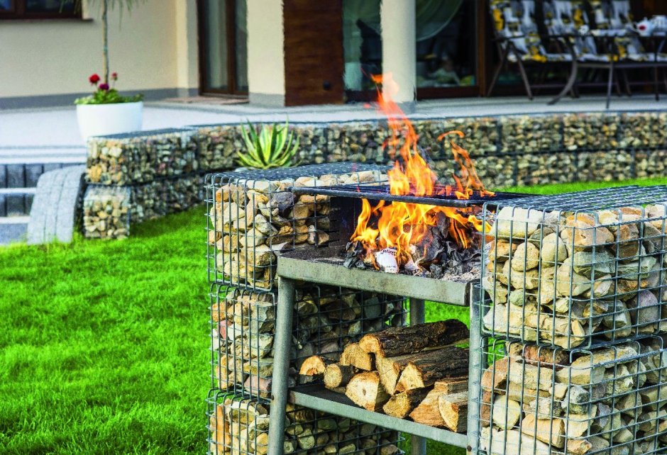 Камин габион