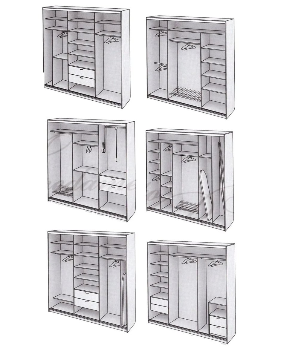 Наполнение распашного шкафа в спальню