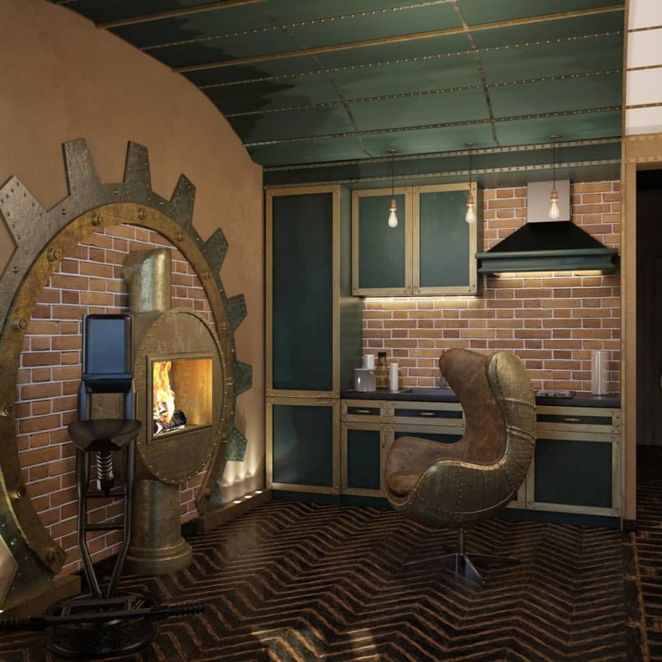 Кухня в стиле стимпанк в квартире