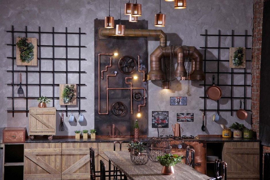 Стимпанк стиль в интерьере кухни