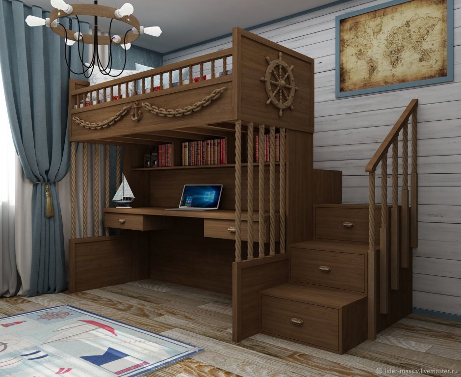 2хспальная кровать чердак