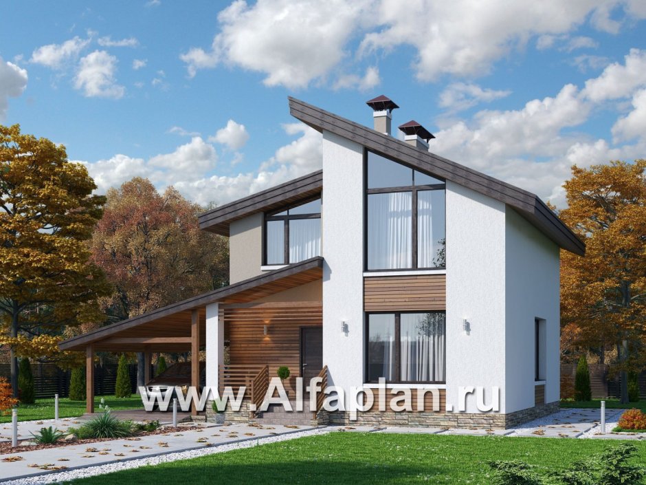 Альфаплан дома с односкатной крышей