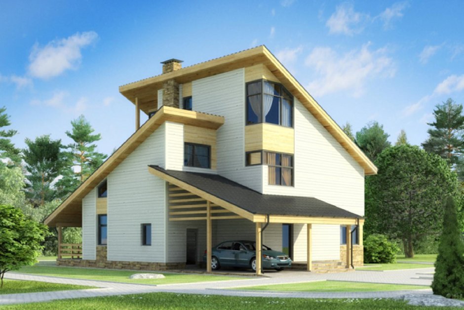 Современный дом с треугольной крышей