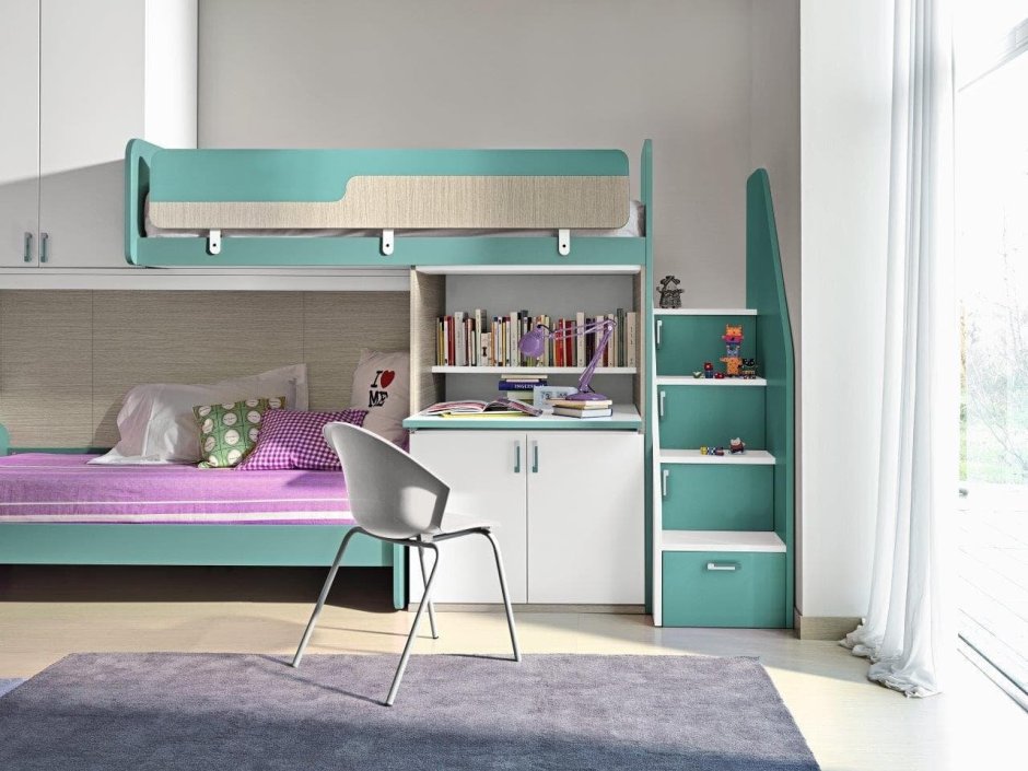 Акцентная стена в детской с двухъярусной кроватью