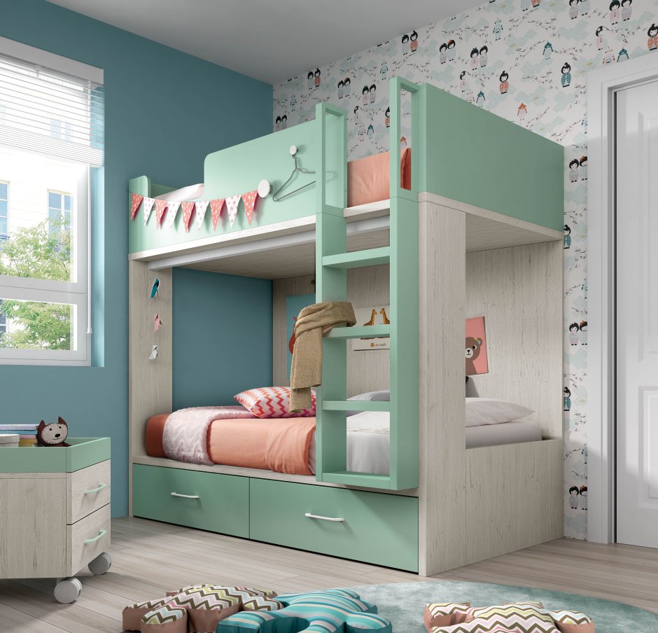 Детская комната с двухъярусной кроватью