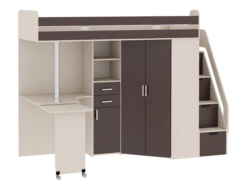 Кровать карамель 77-03 2248х836/1335х1786 сосна Карелия/бодега тёмный